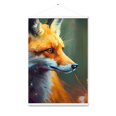 Fuchs - Ölmalerei - Schönes Kunstwerk - Premium Poster mit Aufhängung camping xxx Weiß 61 x 91.4 cm