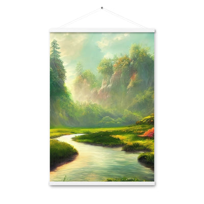 Bach im tropischen Wald - Landschaftsmalerei - Premium Poster mit Aufhängung camping xxx 61 x 91.4 cm