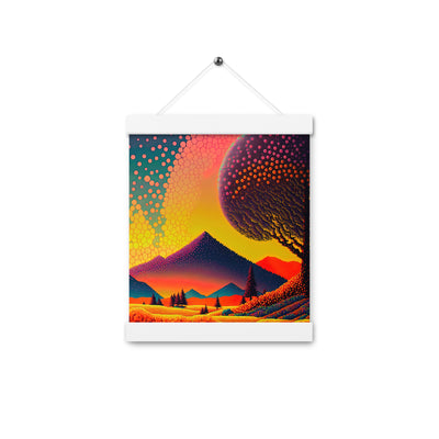Berge und warme Farben - Punktkunst - Premium Poster mit Aufhängung berge xxx 20.3 x 25.4 cm
