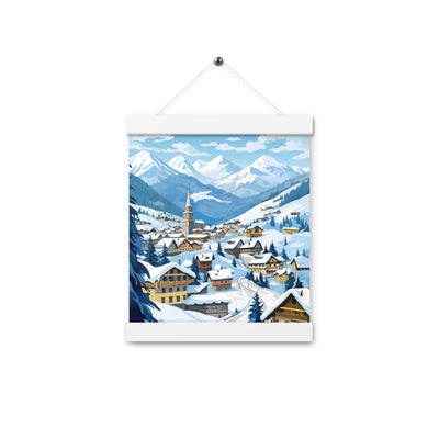 Kitzbühl - Berge und Schnee - Landschaftsmalerei - Premium Poster mit Aufhängung ski xxx 20.3 x 25.4 cm