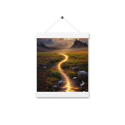 Landschaft mit wilder Atmosphäre - Malerei - Premium Poster mit Aufhängung berge xxx 20.3 x 25.4 cm