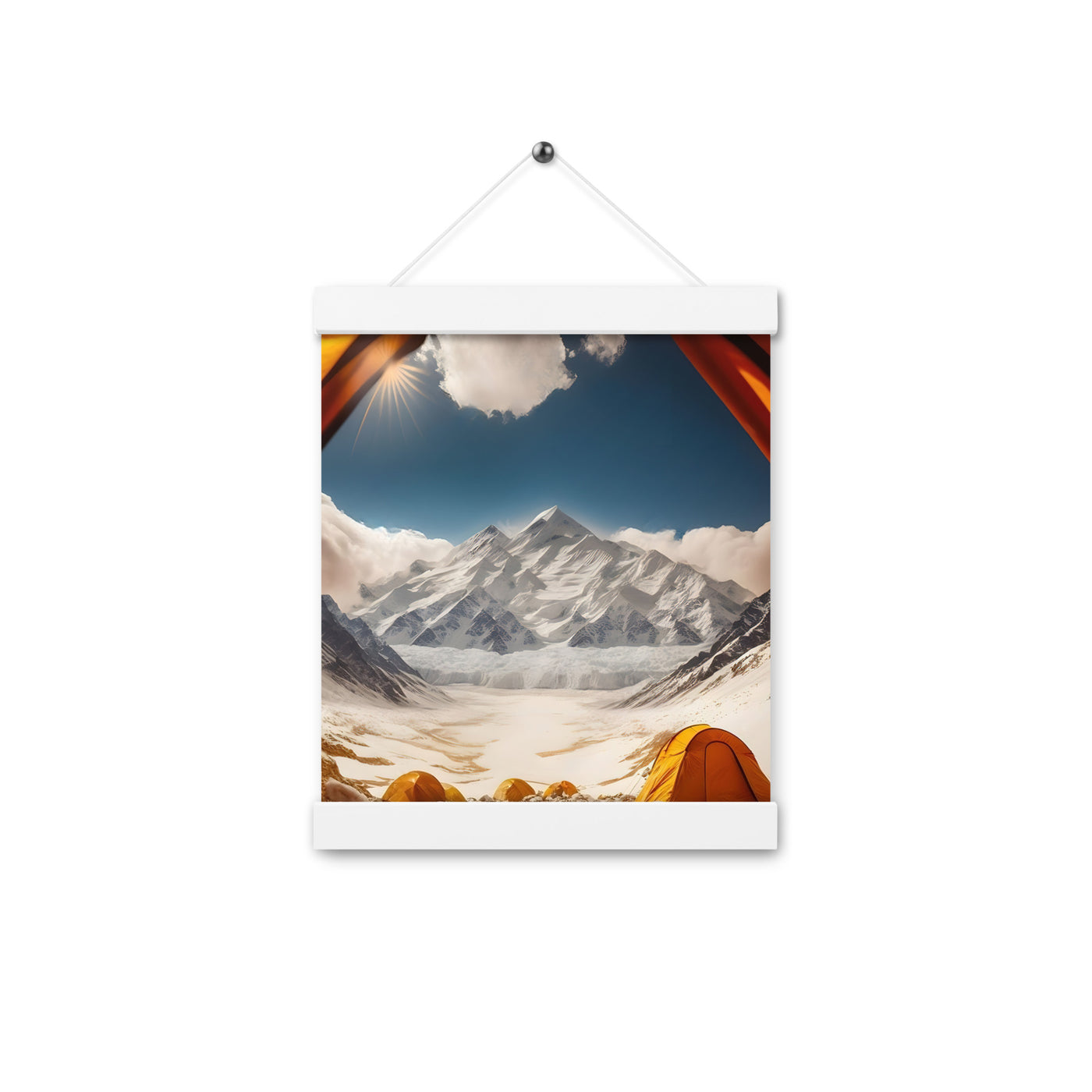 Foto aus dem Zelt - Berge und Zelte im Hintergrund - Tagesaufnahme - Premium Poster mit Aufhängung camping xxx 20.3 x 25.4 cm