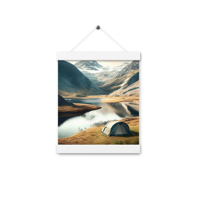 Zelt, Berge und Bergsee - Premium Poster mit Aufhängung camping xxx 20.3 x 25.4 cm