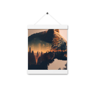 Bär und Bäume Illustration - Premium Poster mit Aufhängung camping xxx 20.3 x 25.4 cm