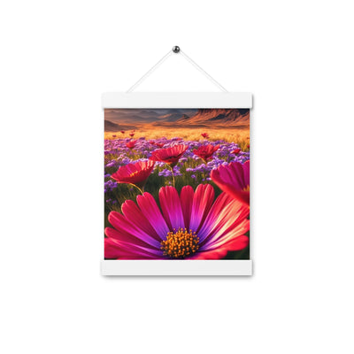 Wünderschöne Blumen und Berge im Hintergrund - Premium Poster mit Aufhängung berge xxx 20.3 x 25.4 cm