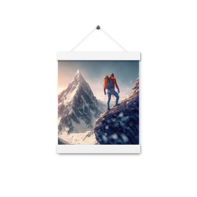 Bergsteiger auf Berg - Epische Malerei - Premium Poster mit Aufhängung klettern xxx 20.3 x 25.4 cm