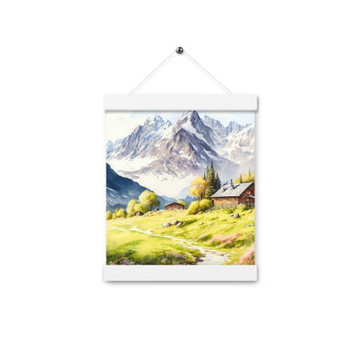 Epische Berge und Berghütte - Landschaftsmalerei - Premium Poster mit Aufhängung berge xxx 20.3 x 25.4 cm