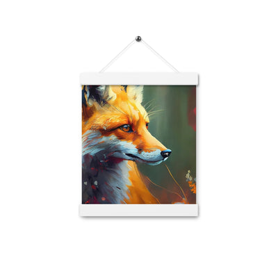 Fuchs - Ölmalerei - Schönes Kunstwerk - Premium Poster mit Aufhängung camping xxx Weiß 20.3 x 25.4 cm