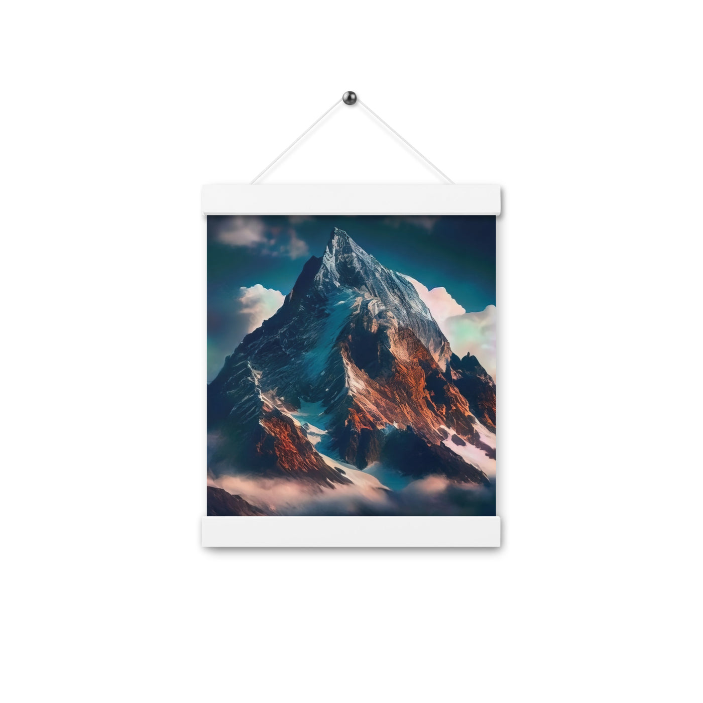 Berge und Nebel - Premium Poster mit Aufhängung berge xxx Weiß 20.3 x 25.4 cm