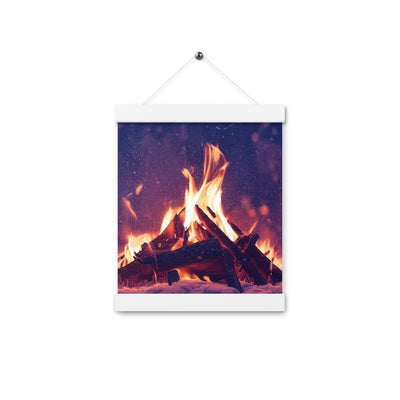 Lagerfeuer im Winter - Campingtrip Foto - Premium Poster mit Aufhängung camping xxx 20.3 x 25.4 cm