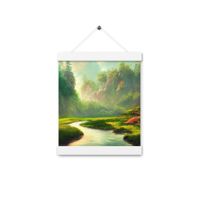 Bach im tropischen Wald - Landschaftsmalerei - Premium Poster mit Aufhängung camping xxx 20.3 x 25.4 cm