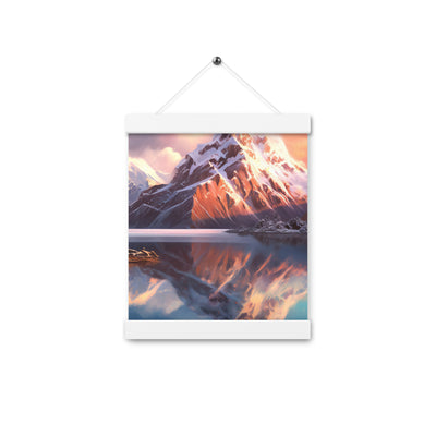 Berg und Bergsee - Landschaftsmalerei - Premium Poster mit Aufhängung berge xxx 20.3 x 25.4 cm