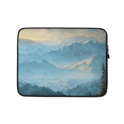 Schöne Berge mit Nebel bedeckt - Ölmalerei - Laptophülle berge xxx 13″