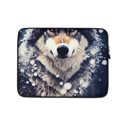 Wolf im Schnee - Episches Foto - Laptophülle camping xxx 13″