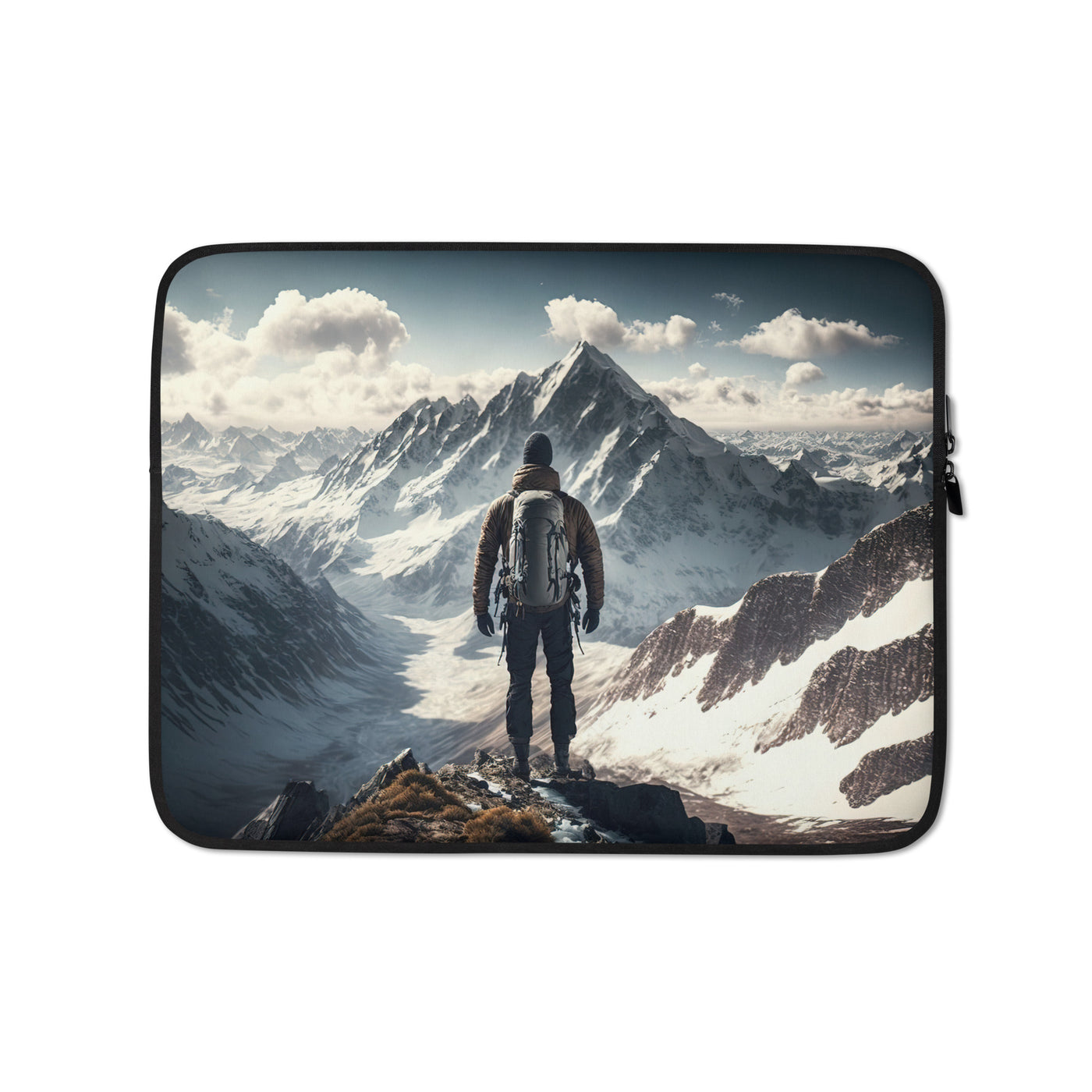 Wanderer auf Berg von hinten - Malerei - Laptophülle berge xxx 13″