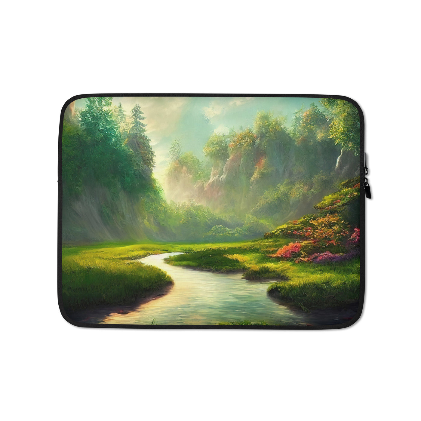 Bach im tropischen Wald - Landschaftsmalerei - Laptophülle camping xxx 13″