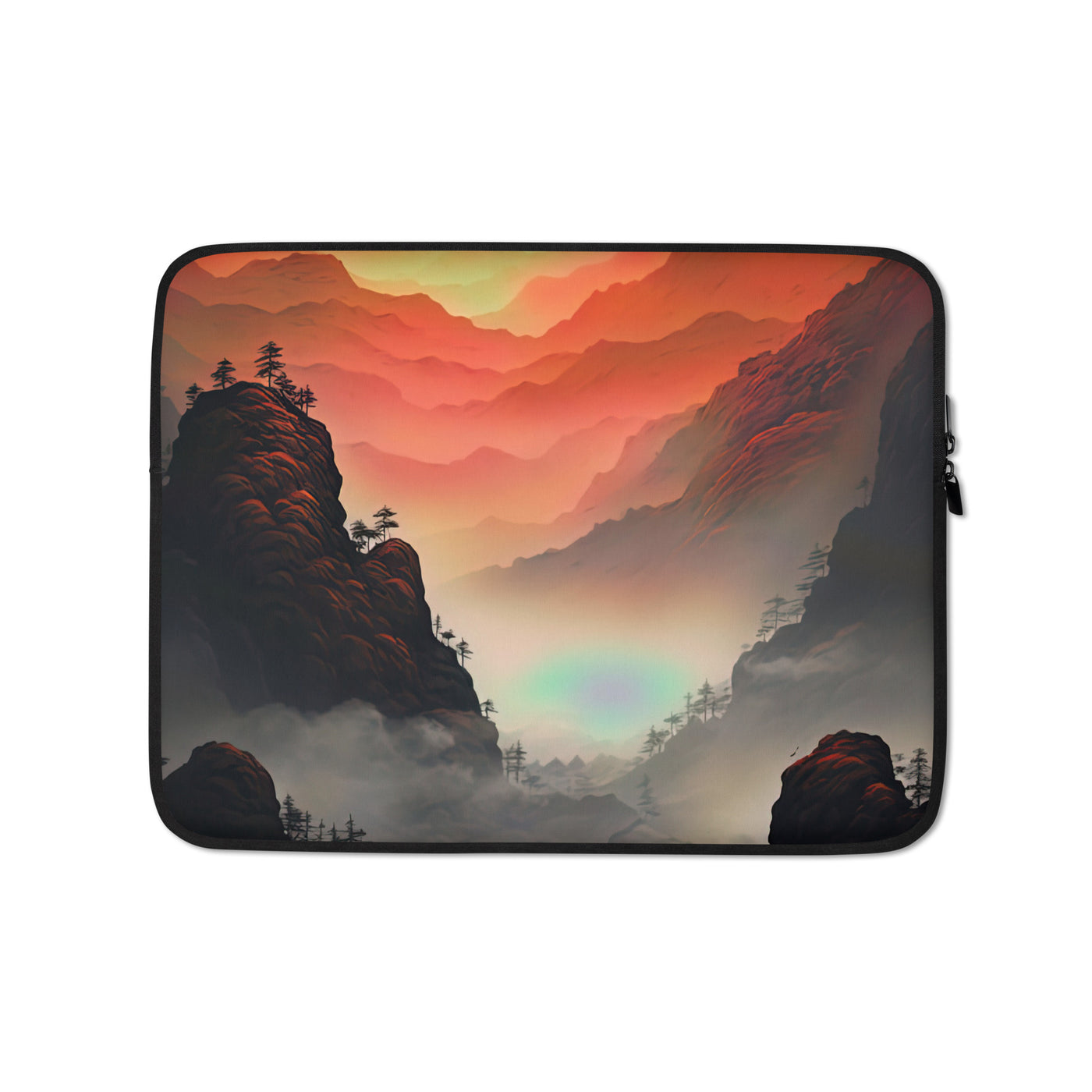Gebirge, rote Farben und Nebel - Episches Kunstwerk - Laptophülle berge xxx 13″