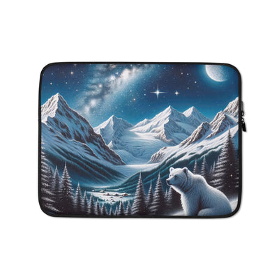 Sternennacht und Eisbär: Acrylgemälde mit Milchstraße, Alpen und schneebedeckte Gipfel - Laptophülle camping xxx yyy zzz 13″