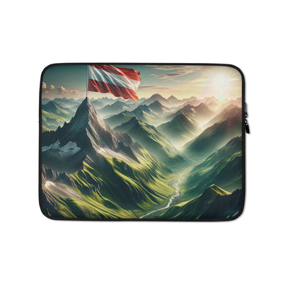 Alpen Gebirge: Fotorealistische Bergfläche mit Österreichischer Flagge - Laptophülle berge xxx yyy zzz 13″