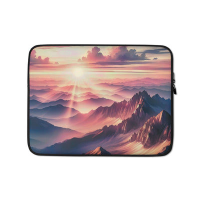 Schöne Berge bei Sonnenaufgang: Malerei in Pastelltönen - Laptophülle berge xxx yyy zzz 13″