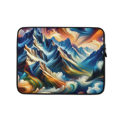 Abstrakte Kunst der Alpen mit lebendigen Farben und wirbelnden Mustern, majestätischen Gipfel und Täler - Laptophülle berge xxx yyy zzz 13″