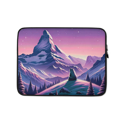 Bezaubernder Alpenabend mit Bär, lavendel-rosafarbener Himmel (AN) - Laptophülle xxx yyy zzz 13″