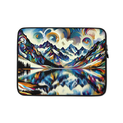 Alpensee im Zentrum eines abstrakt-expressionistischen Alpen-Kunstwerks - Laptophülle berge xxx yyy zzz 13″