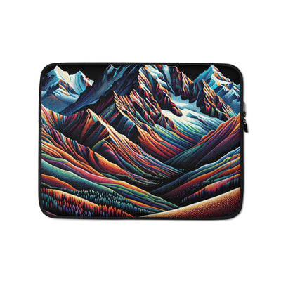 Pointillistische Darstellung der Alpen, Farbpunkte formen die Landschaft - Laptophülle berge xxx yyy zzz 13″