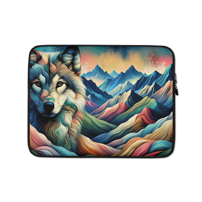Traumhaftes Alpenpanorama mit Wolf in wechselnden Farben und Mustern (AN) - Laptophülle xxx yyy zzz 13″
