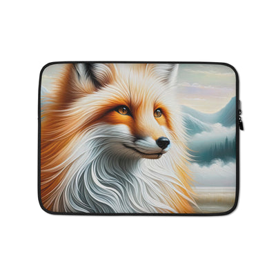 Ölgemälde eines anmutigen, intelligent blickenden Fuchses in Orange-Weiß - Laptophülle camping xxx yyy zzz 13″