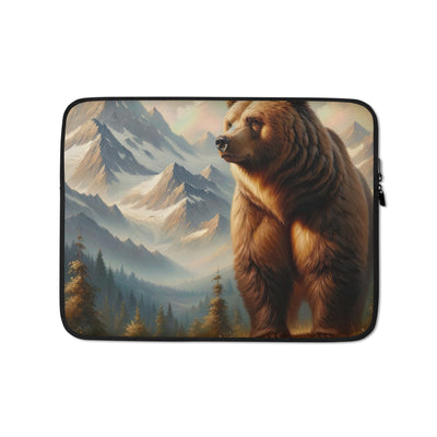 Ölgemälde eines königlichen Bären vor der majestätischen Alpenkulisse - Laptophülle camping xxx yyy zzz 13″