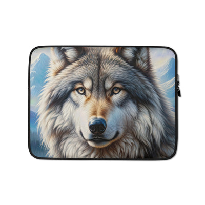 Porträt-Ölgemälde eines prächtigen Wolfes mit faszinierenden Augen (AN) - Laptophülle xxx yyy zzz 13″