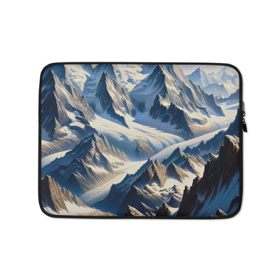 Ölgemälde der Alpen mit hervorgehobenen zerklüfteten Geländen im Licht und Schatten - Laptophülle berge xxx yyy zzz 13″