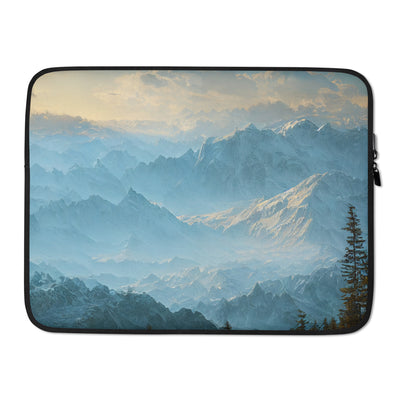 Schöne Berge mit Nebel bedeckt - Ölmalerei - Laptophülle berge xxx 15″