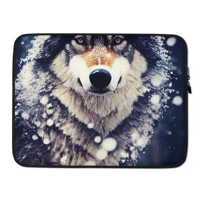 Wolf im Schnee - Episches Foto - Laptophülle camping xxx 15″