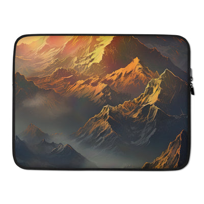 Wunderschöne Himalaya Gebirge im Nebel und Sonnenuntergang - Malerei - Laptophülle berge xxx 15″