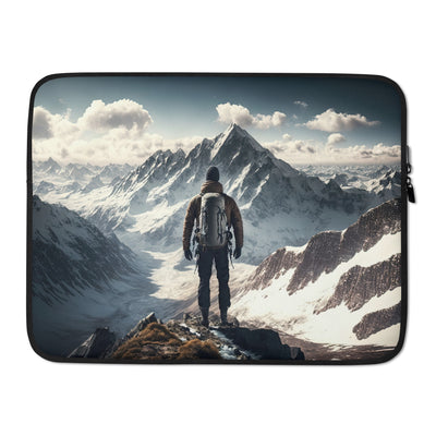 Wanderer auf Berg von hinten - Malerei - Laptophülle berge xxx 15″