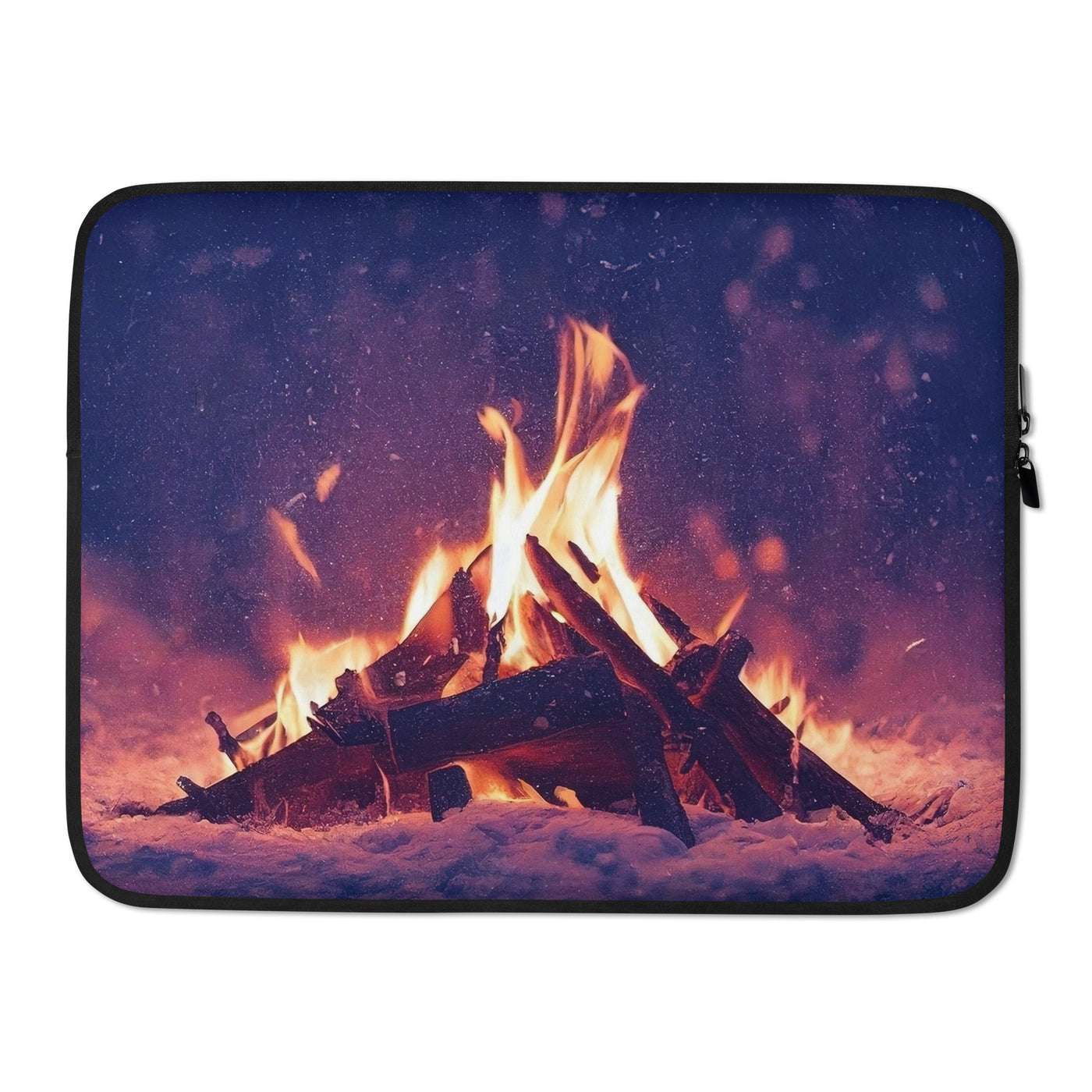 Lagerfeuer im Winter - Campingtrip Foto - Laptophülle camping xxx 15″