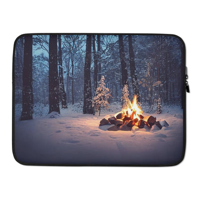 Lagerfeuer im Winter - Camping Foto - Laptophülle camping xxx 15″