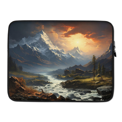 Berge, Sonne, steiniger Bach und Wolken - Epische Stimmung - Laptophülle berge xxx 15″