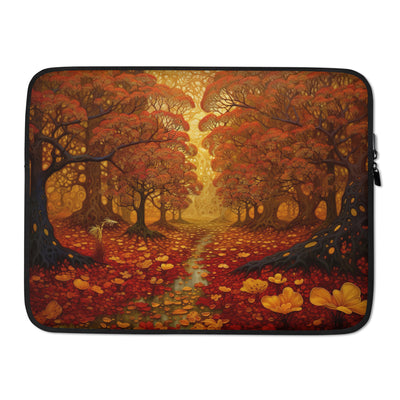 Wald im Herbst und kleiner Bach - Laptophülle camping xxx 15″