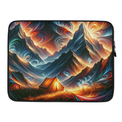 Abstrakte Kunst der Alpen, wo die Berge mit dynamischen Farben und Mustern pulsieren und eine Szene Energie schaffen - Laptophülle camping xxx yyy zzz 15″