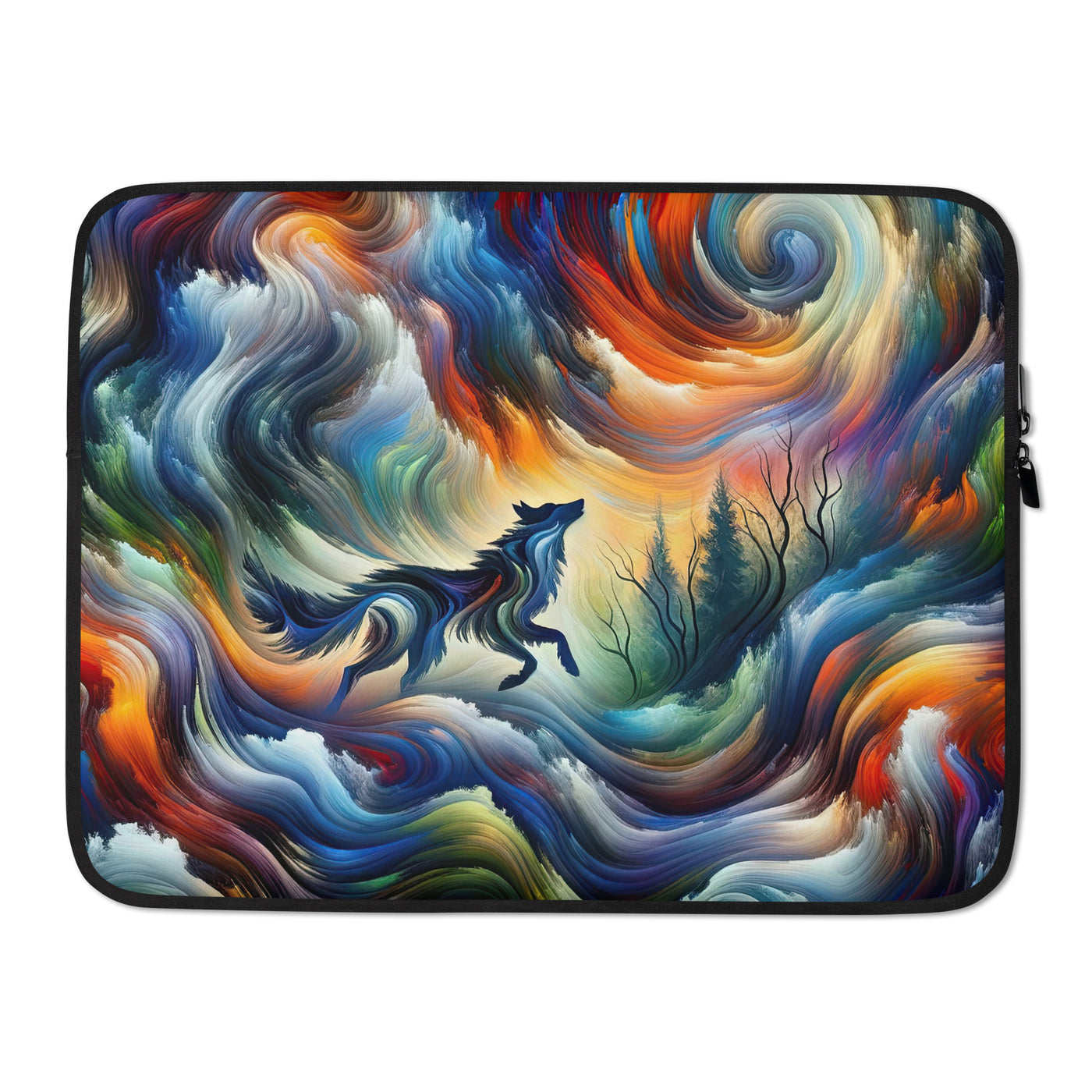 Alpen Abstraktgemälde mit Wolf Silhouette in lebhaften Farben (AN) - Laptophülle xxx yyy zzz 15″