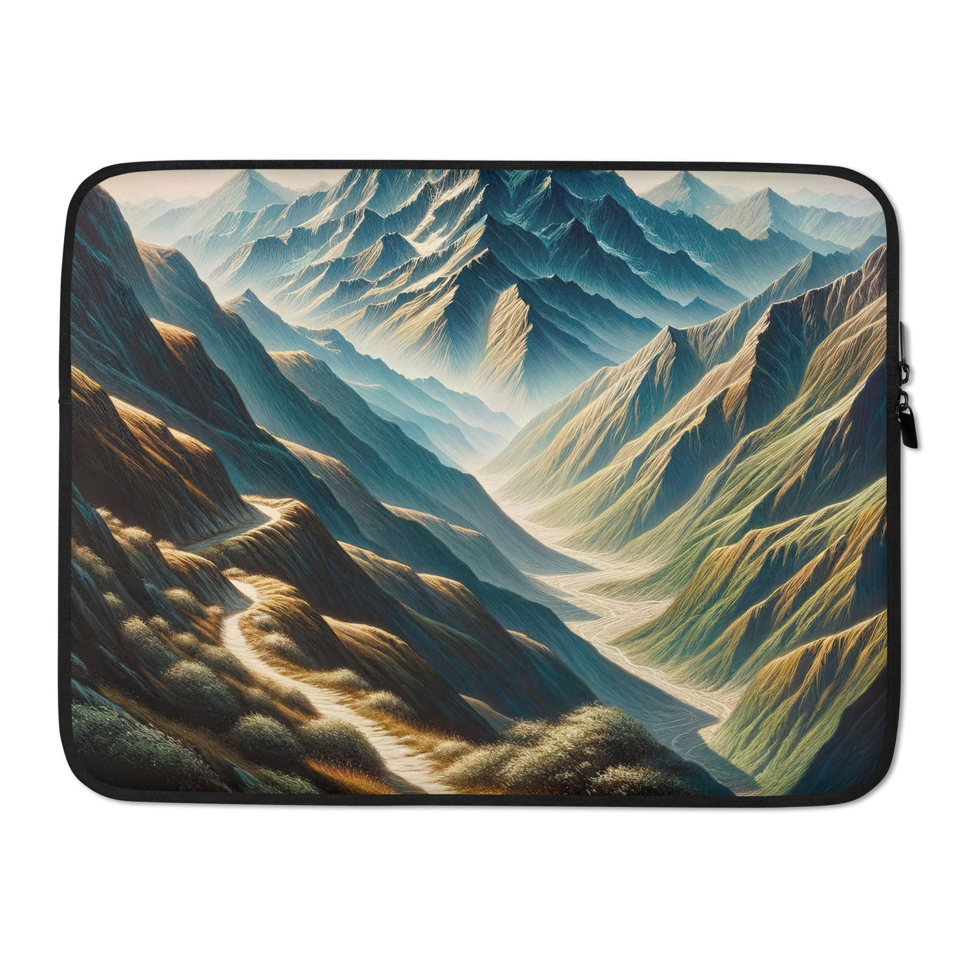 Berglandschaft: Acrylgemälde mit hervorgehobenem Pfad - Laptophülle berge xxx yyy zzz 15″