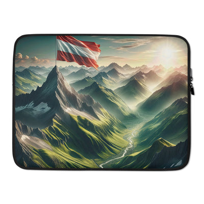 Alpen Gebirge: Fotorealistische Bergfläche mit Österreichischer Flagge - Laptophülle berge xxx yyy zzz 15″