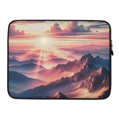 Schöne Berge bei Sonnenaufgang: Malerei in Pastelltönen - Laptophülle berge xxx yyy zzz 15″