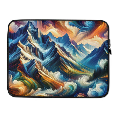 Abstrakte Kunst der Alpen mit lebendigen Farben und wirbelnden Mustern, majestätischen Gipfel und Täler - Laptophülle berge xxx yyy zzz 15″