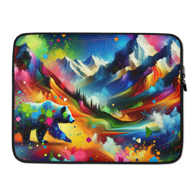 Neonfarbener Alpen Bär in abstrakten geometrischen Formen - Laptophülle camping xxx yyy zzz 15″