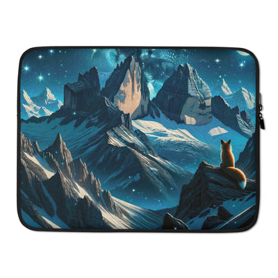 Fuchs in Alpennacht: Digitale Kunst der eisigen Berge im Mondlicht - Laptophülle camping xxx yyy zzz 15″