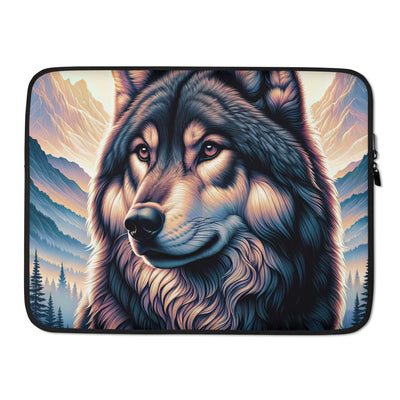 Majestätischer, glänzender Wolf in leuchtender Illustration (AN) - Laptophülle xxx yyy zzz 15″